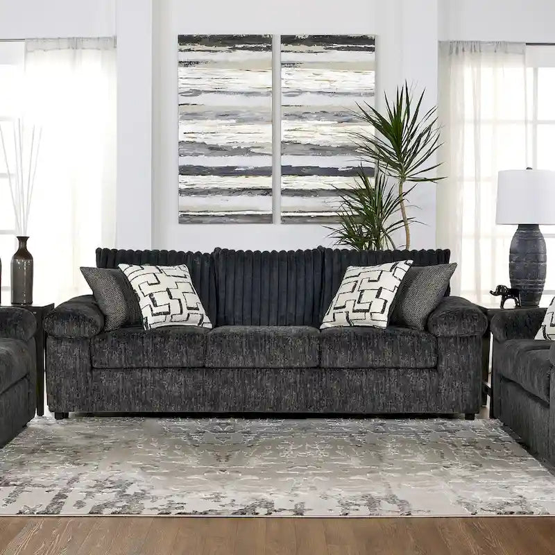 Roundhill Furniture Nason Wide Wale Corduroy Sofa, Loveseat, and Cuddle Chair Set