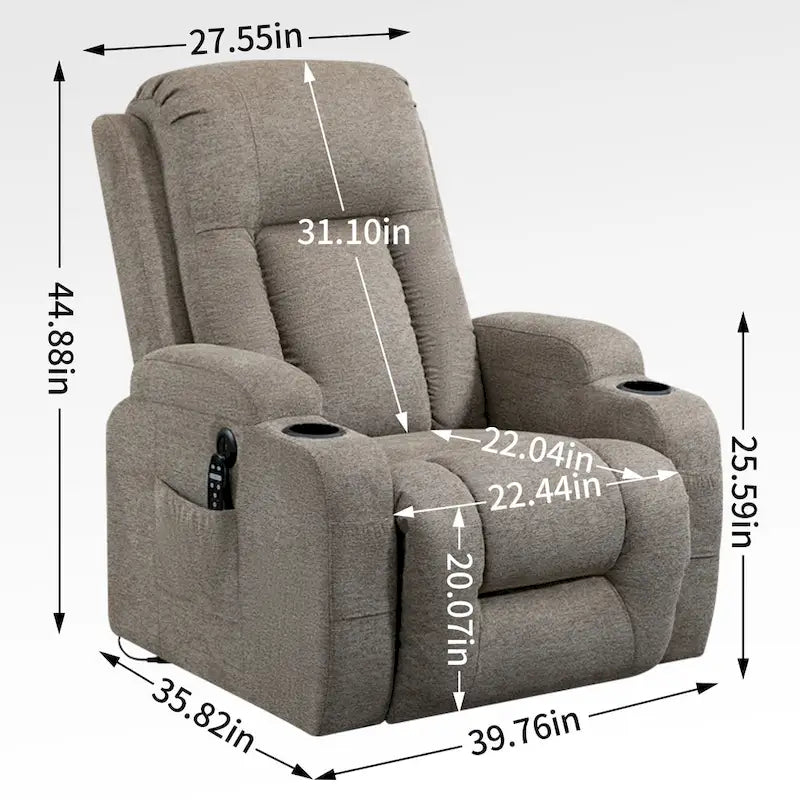 Poltrona reclinabile elettrica Lazy Boy Power Lift, moderna poltrona massaggiante a motore singolo con riscaldamento lombare, porta di ricarica USB, portabicchieri