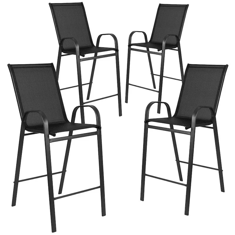 Set di 4 Sgabelli da Bar da Esterno in Materiale Flex Comfort - Sgabello da Giardino
