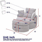 Poltrona girevole oversize con pouf contenitore Moon con 4 cuscini