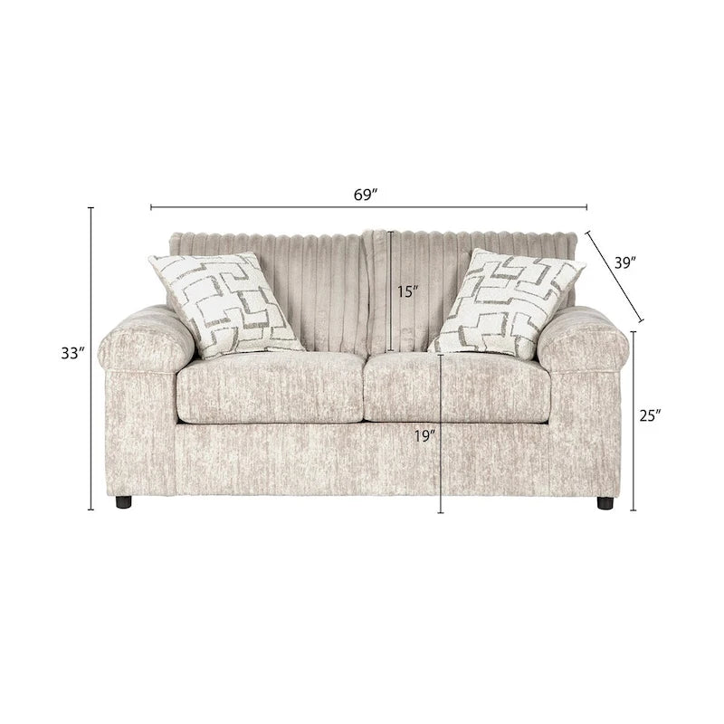 Roundhill Furniture Nason Wide Wale Corduroy Sofa and Loveseat Set