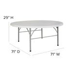 Tavolo Pieghevole da Evento Tondo in Plastica Bi-Fold da 1,80 m con Maniglia