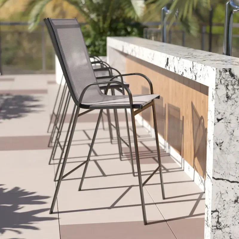 Set di 4 Sgabelli da Bar da Esterno in Materiale Flex Comfort - Sgabello da Giardino