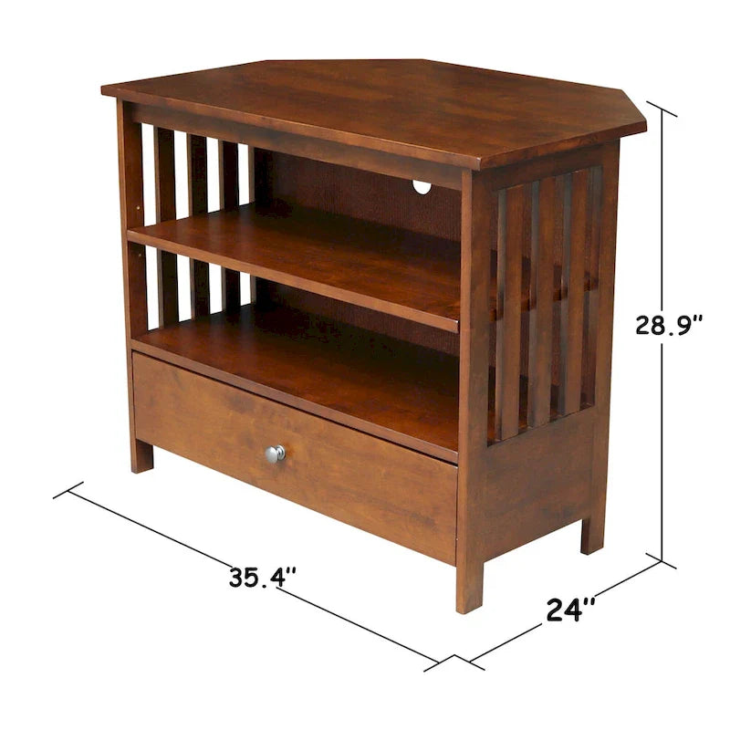 Mobile TV ad angolo in legno massello Mission