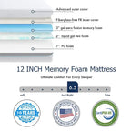 12 inch Gel Memory Foam Mattress, Cooling Medium Feel Bed Mattress in a Box, CertiPUR-US