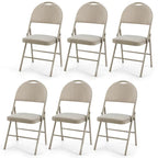 Sedie pieghevoli, confezione da 6, portatili, imbottite per ufficio, cucina, sala da pranzo - Beige - 18,5 x 20 x 35 (L x P x A)