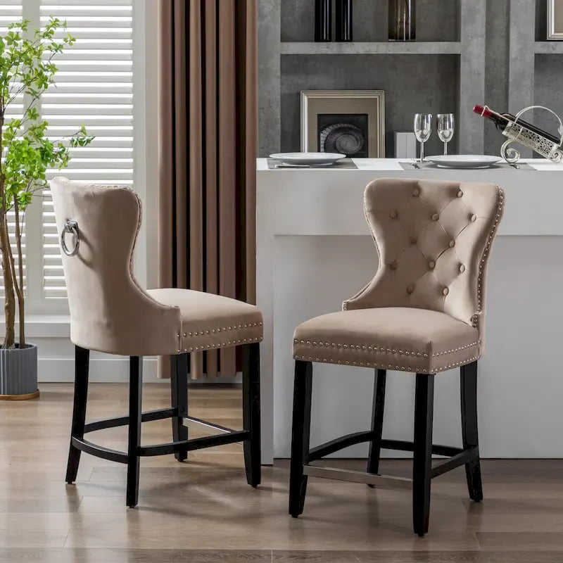 Sgabello da bancone Carter 24 Wingback Tufted Nailhead (set da 2)