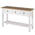 Tavolo Consolle Rustico in Pino Massiccio per Ingresso, Bianco Decapato / Marrone Antico / Grigio Decapato / Non Verniciato, 3 Cassetti