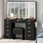 Moasis 46 Vanity With Built-in Socket With Illuminated Mirror and Hair Dryer Rack - 55.8  H X 46  W X 11.7  D