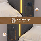 Struttura letto con luci LED per testiera e stazione di ricarica USB-C/A, 4 cassetti
