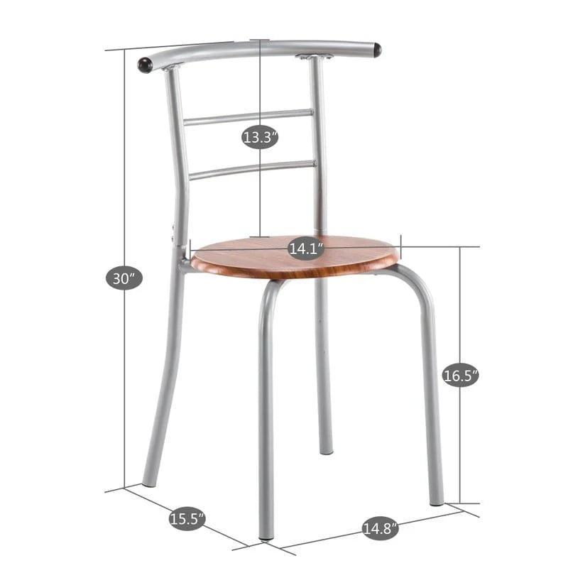 Set tavolo da bar per colazione 3 pezzi argento/marrone chiaro