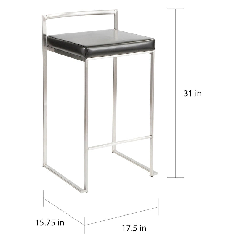 Silver Orchid Forrest Stainless Steel Stackable Fully Welded Counter Stool (Set of 2)