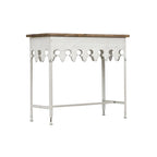 Zinc-Finished Metal and Wood Scalloped Edge Sofa Table