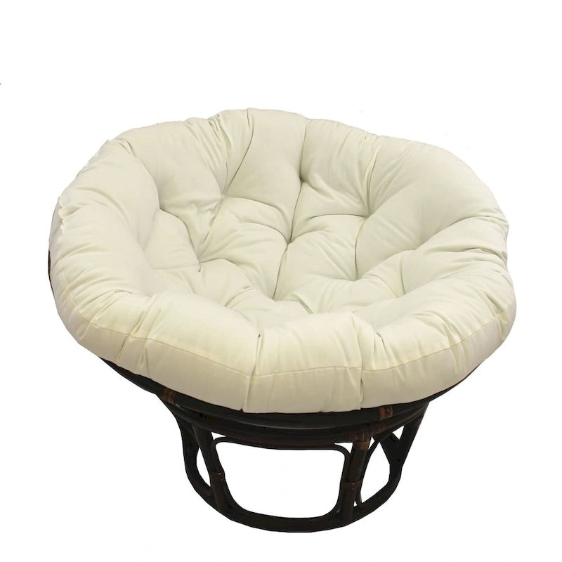 Poltrona Papasan Bali da 42 pollici in rattan con cuscino in twill