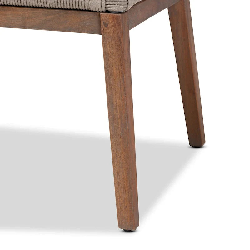 Sedia da pranzo in mogano in stile transizionale moderno con corda intrecciata - Grigio