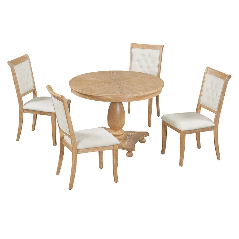 Set da pranzo da 5 pezzi Lak Retro con sedie imbottite di GDFStudio