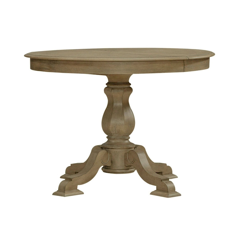 Tavolo da pranzo rotondo Magnolia Manor con base a piedistallo e prolunghe – 2 finiture