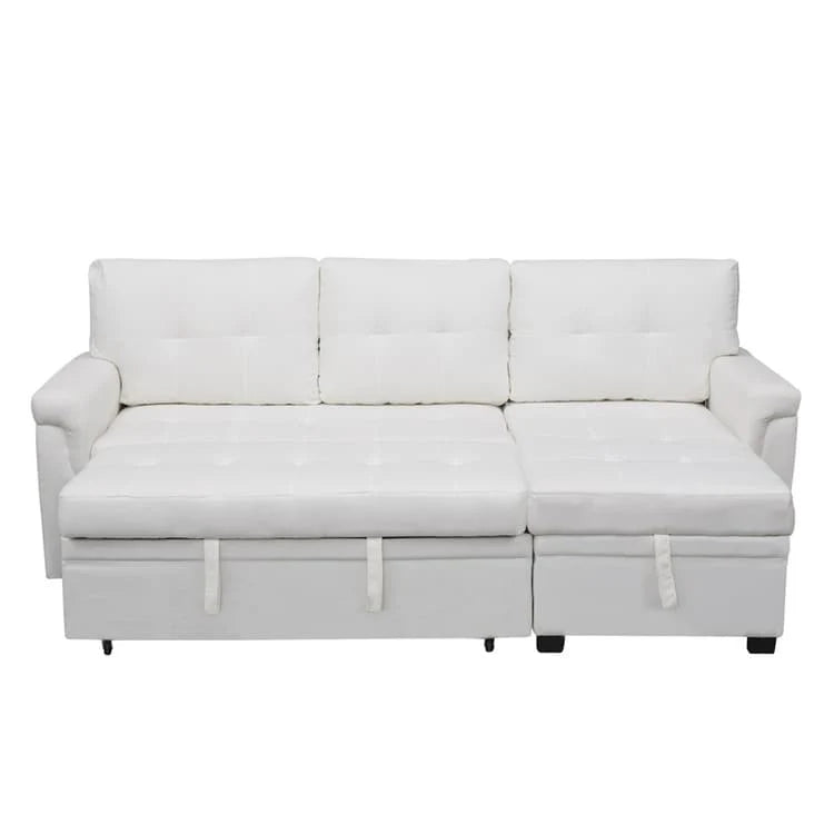 Divano componibile convertibile reversibile con letto estraibile, chaise longue con contenitore nascosto e gambe durevoli