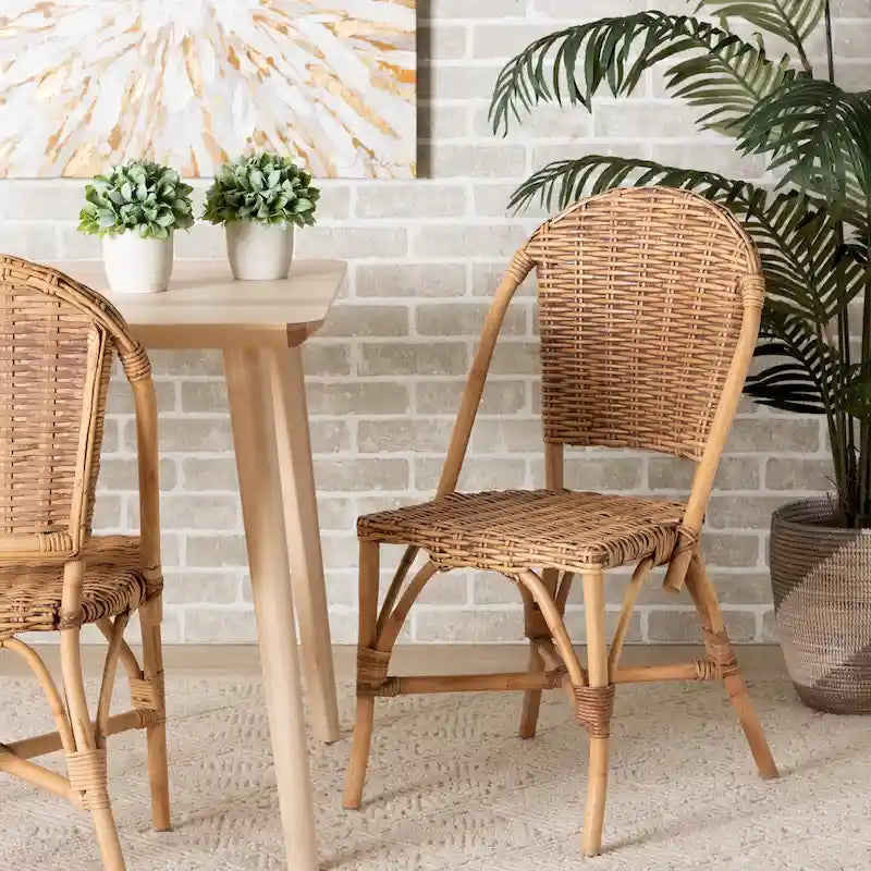 Sedia da pranzo Neola in rattan naturale, stile bohémien moderno