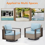 Cozywor 2-Piece Patio Wicker Outdoor Rocking Chair with Metal Frame and Cushions
