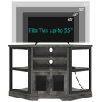 Mobile TV ad angolo in stile rustico con presa di corrente, per TV fino a 55 pollici