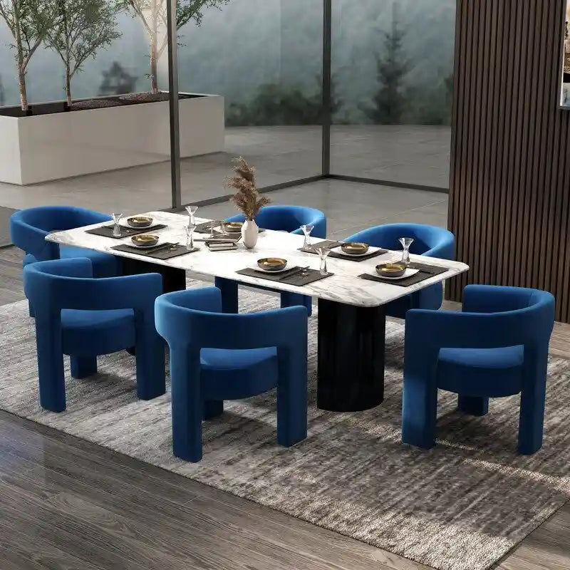 SEYNAR Sedia da Pranzo Moderna Glamour Rivestita in Velluto, Set di 6 Sedie Accent con Schienale Aperto