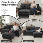 Modular Sectional Sofa, Comfy Cloud Couch Sectional Sofa with Ottoman, Deep Seat Sofa Sleeper for Living Room