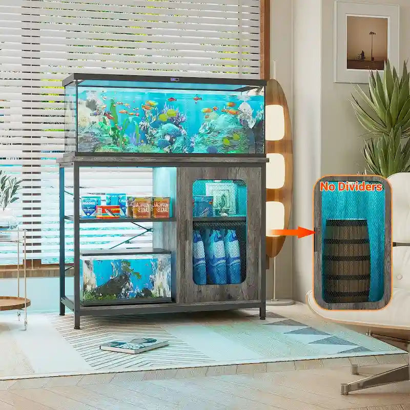 20-29 Gallon Fish Tank Stand with Power Outlets & LED Light