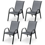 4 Pieces Stackable Patio Dining Chairs Set with Armrest - 29 x 21.5 x 35.5 (L x W x H)