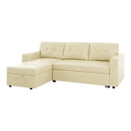 Divano componibile convertibile reversibile con letto estraibile, chaise longue con contenitore nascosto e gambe durevoli