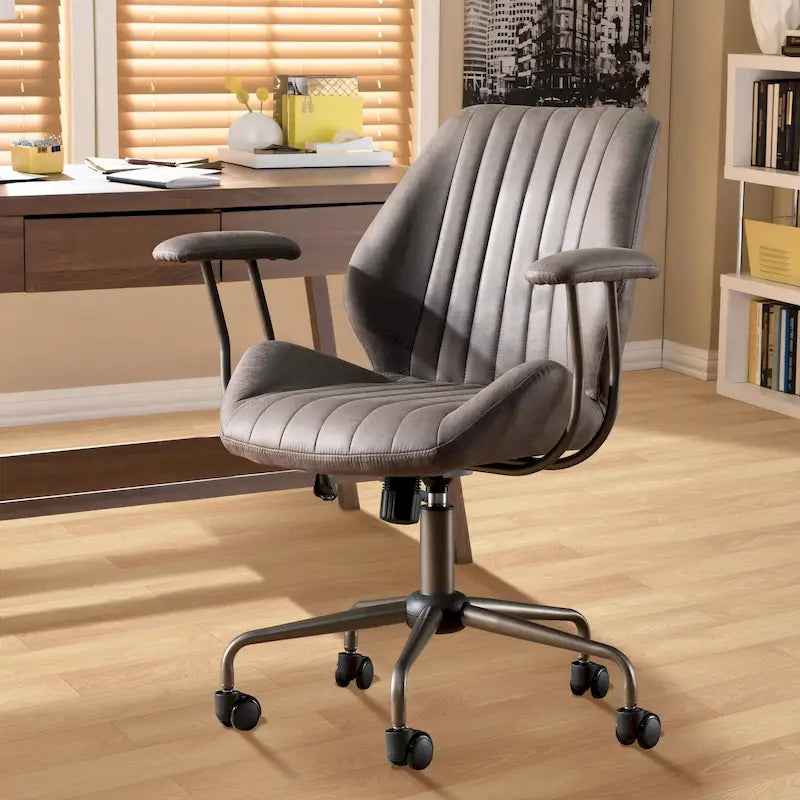 OVIOS Sedia da ufficio ergonomica in tessuto scamosciato con supporto lombare
