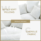 Chenille High Back Lazy Sofa with 3 Pillows and Oversized Bean Bag Chair