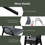 4 Pieces Stackable Patio Dining Chairs Set with Armrest - 29 x 21.5 x 35.5 (L x W x H)