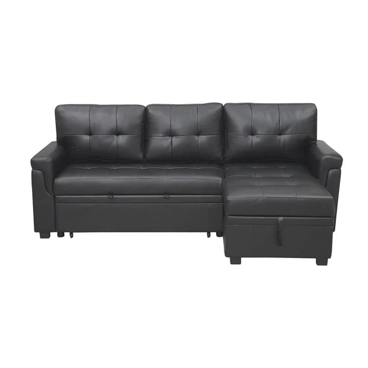 Divano componibile convertibile reversibile con letto estraibile, chaise longue con contenitore nascosto e gambe durevoli