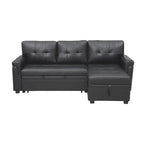 Divano componibile convertibile reversibile con letto estraibile, chaise longue con contenitore nascosto e gambe durevoli