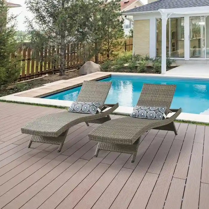 Chaise longue in vimini per tutte le stagioni - Set da 2