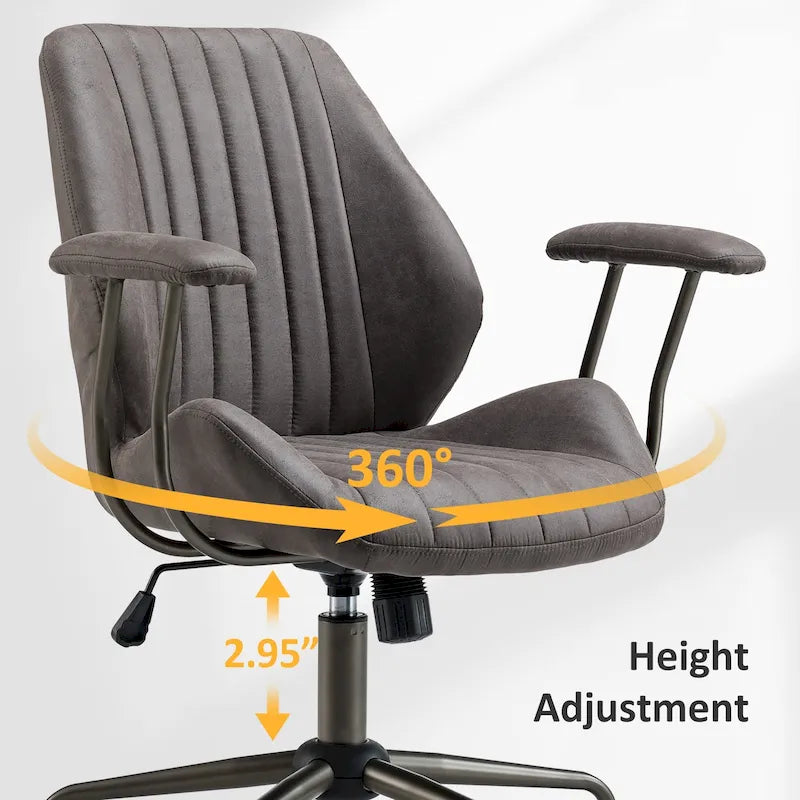 OVIOS Sedia da ufficio ergonomica in tessuto scamosciato con supporto lombare