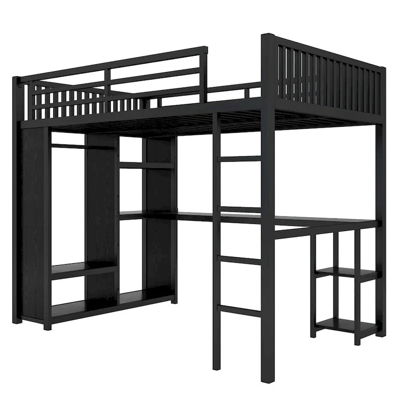 Struttura letto a soppalco full XL con armadio integrato