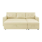 Divano componibile convertibile reversibile con letto estraibile, chaise longue con contenitore nascosto e gambe durevoli
