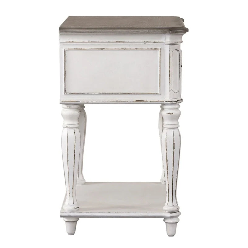 Comodino con Gambe Antico Bianco Magnolia Manor