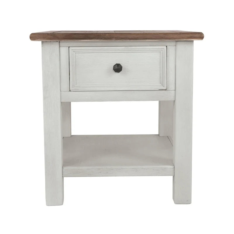 Tavolino occasionale Bolanburg bianco anticato/marrone