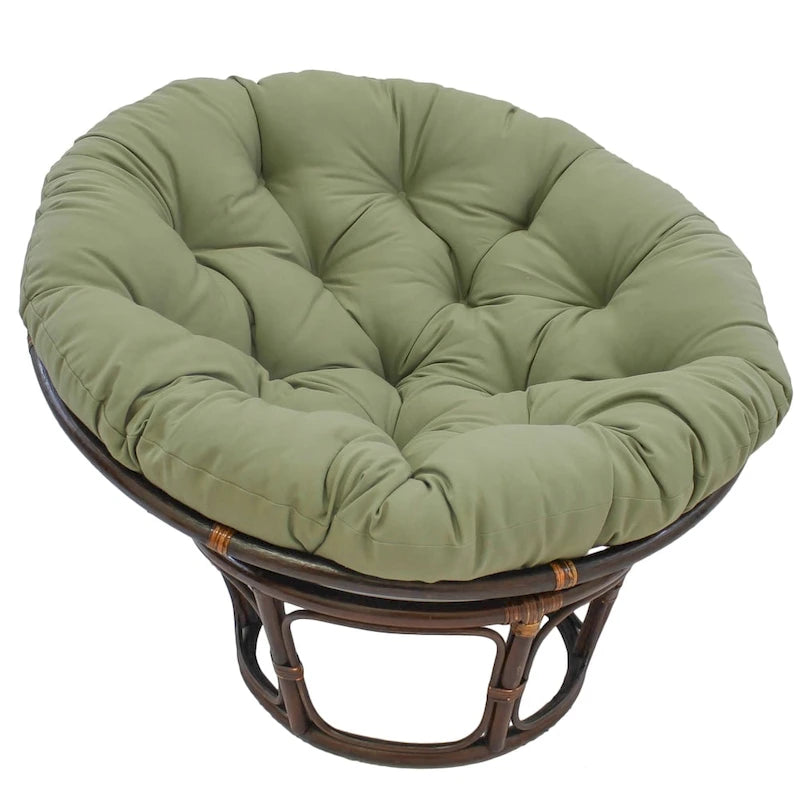 Poltrona Papasan Bali da 42 pollici in rattan con cuscino in twill