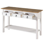 Tavolo Consolle Rustico in Pino Massiccio per Ingresso, Bianco Decapato / Marrone Antico / Grigio Decapato / Non Verniciato, 3 Cassetti