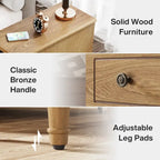 Fully Assembled Narrow End Table, Solid Wood Side Table with 3 Drawers, Vintage Nightstand Slim Bedside Table for Small Spaces