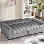 82.7 Velvet Storage Convertible Sofa Sleeper Couch with 2 Pillows