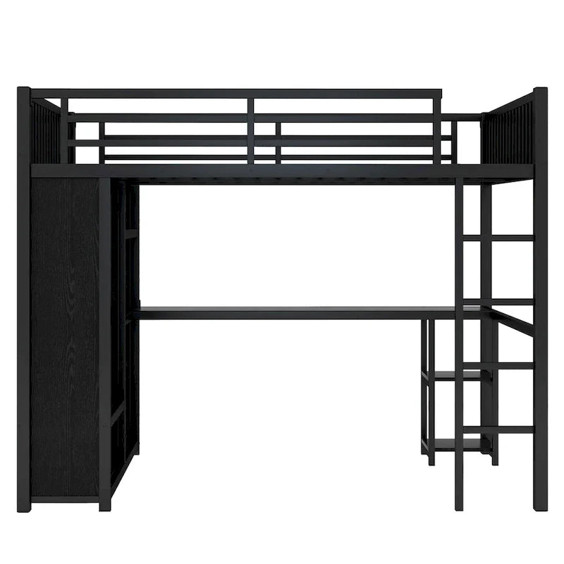 Struttura letto a soppalco full XL con armadio integrato