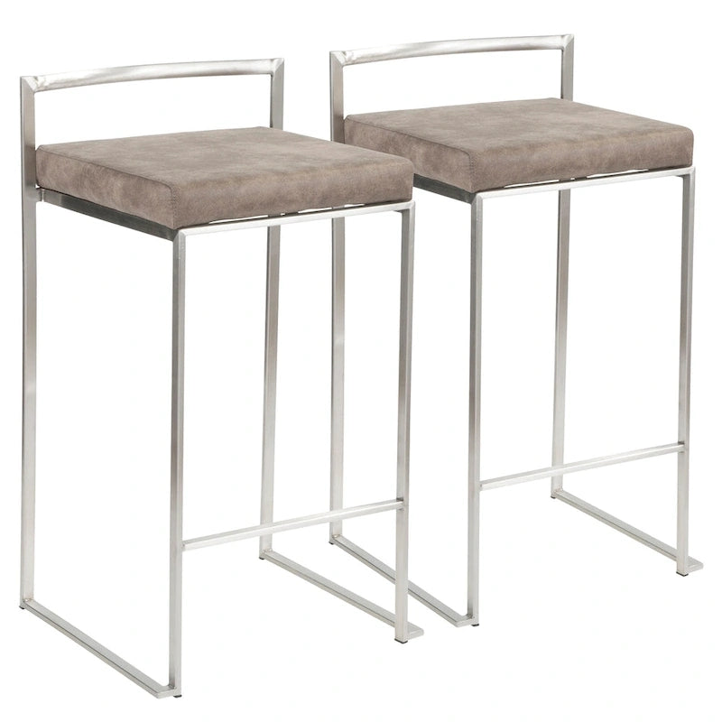 Silver Orchid Forrest Stainless Steel Stackable Fully Welded Counter Stool (Set of 2)