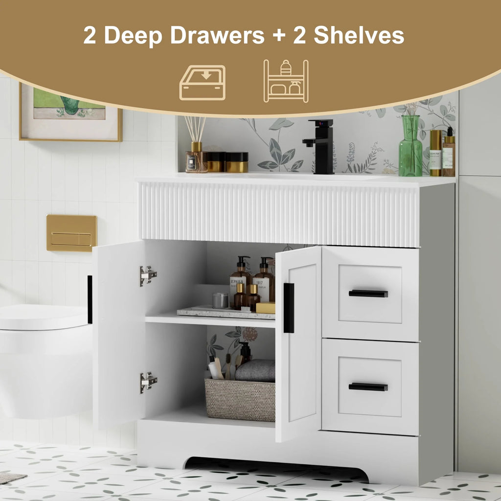 Mobile bagno 30/36/48 Wavy Line con lavabo e rubinetto