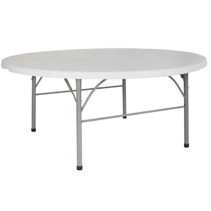 Tavolo Pieghevole da Evento Tondo in Plastica Bi-Fold da 1,80 m con Maniglia