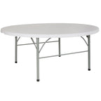 Tavolo Pieghevole da Evento Tondo in Plastica Bi-Fold da 1,80 m con Maniglia